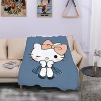Couch Throw Blanket for Bed MINISO Hello Kitty Decorative Sofa Blankets Fluffy Soft Blankets Bedspread on the Bed Halloween Boho 2