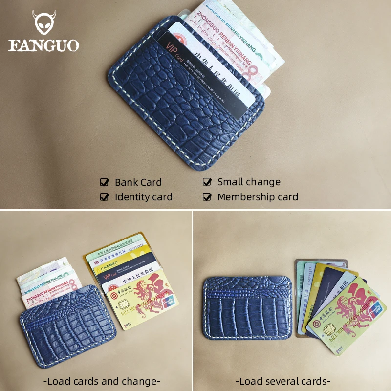 100% Genuine Leather Business Id Card Holder Handmade Leather Bank Credit Cards Case Multi Slot Slim Card Bag Money Clip