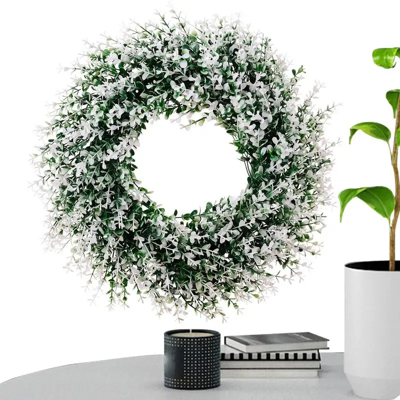 

Венок на дверь из искусственного эвкалипта, цветочный венок из искусственного эвкалипта, весенний венок для деревенского дома, цветочный венок на дверь