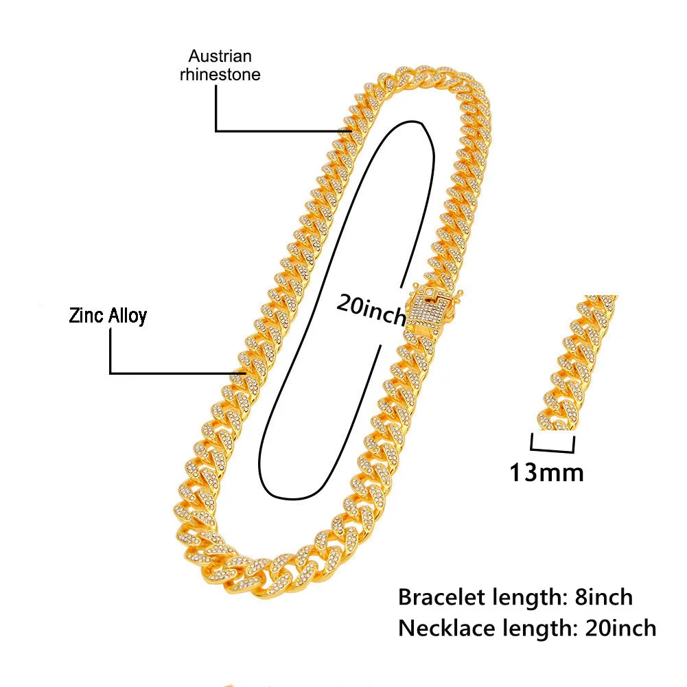 3PCS Mens Women Jewelry Set Iced Out Watch Gold Necklaces Bracelet Bling Diamond Miama Cuban Link Chains Choker wholesale bulk