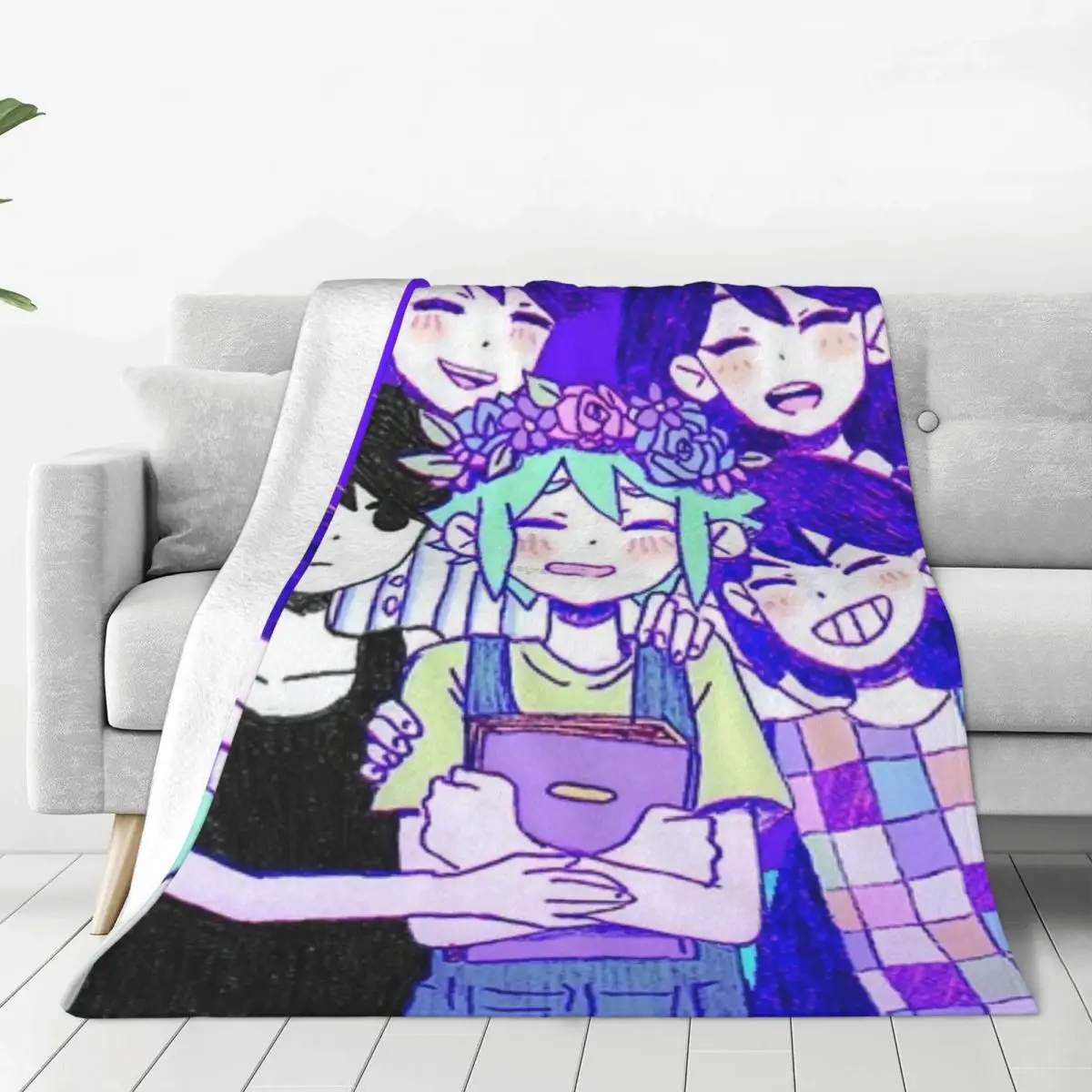 

Omori Friends Blankets Velvet Printed Game Basil Mari Kel Aubrey Hero Portable Soft Throw Blankets for Bedding Outdoor Bedspread