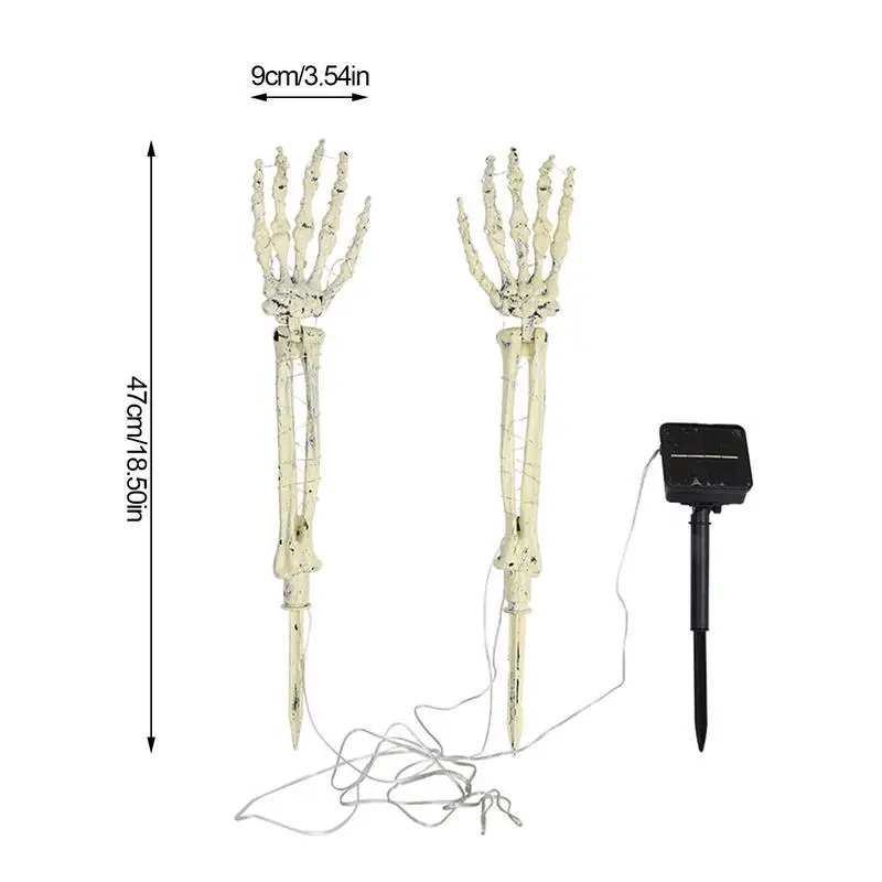 Light Up Skeleton Hands Solar Pathway Lights Solar Halloween Skeleton Arms Stakes Sound Effect Garden Stake Lights Halloween 6