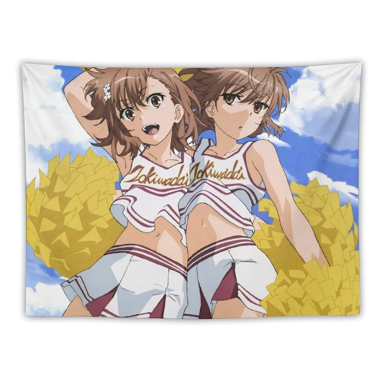 

Toaru Series - Misaka Mikoto & Imouto - Cheerleaders Tapestry Cute Decor Bedroom Deco Nordic Home Decor Tapestry