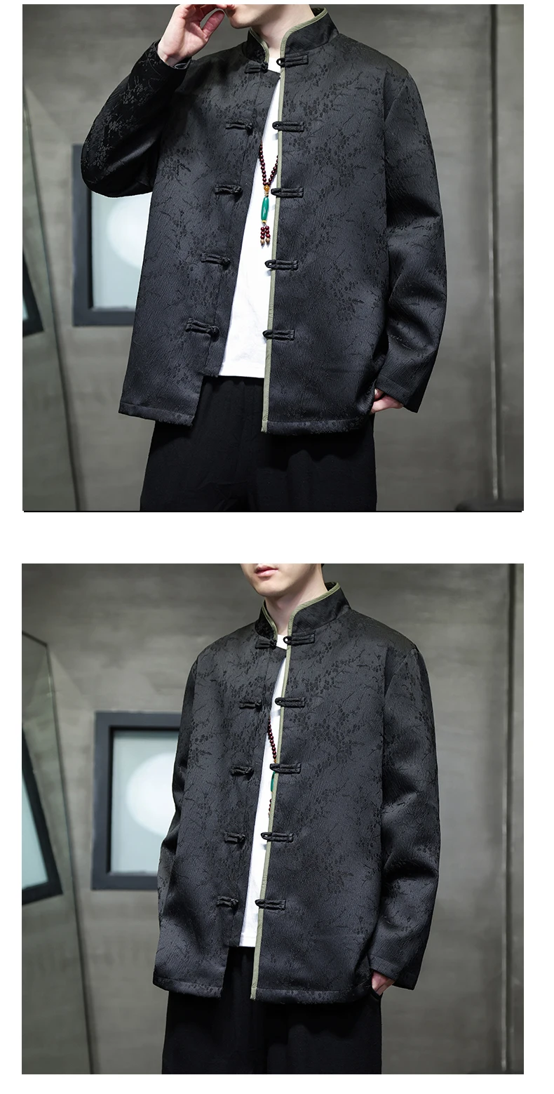 Chinesische traditionelle Herren jacke plus Größe Retro Tang Herren original Suu Jacquard Hanfu Mantel chinesische Mountain Top Jacken – Detail 8