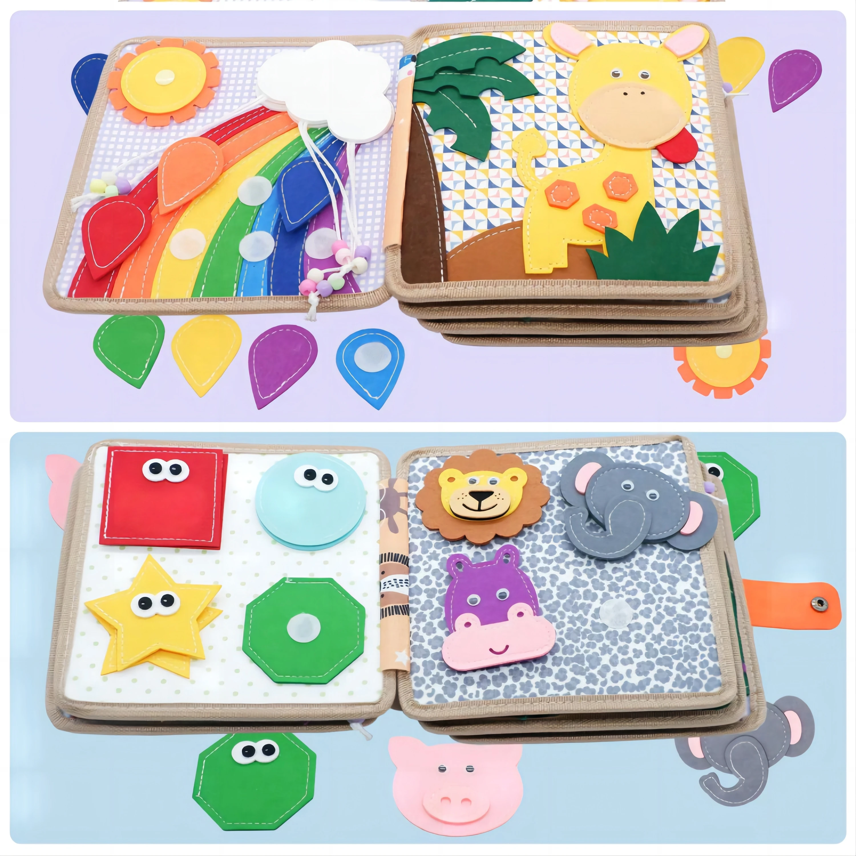 Montessori Toys Busy Book for Kids Color Shape Animal Cognition Early Education Toys Giraffe Quiet Book Fine Motor Toys 3