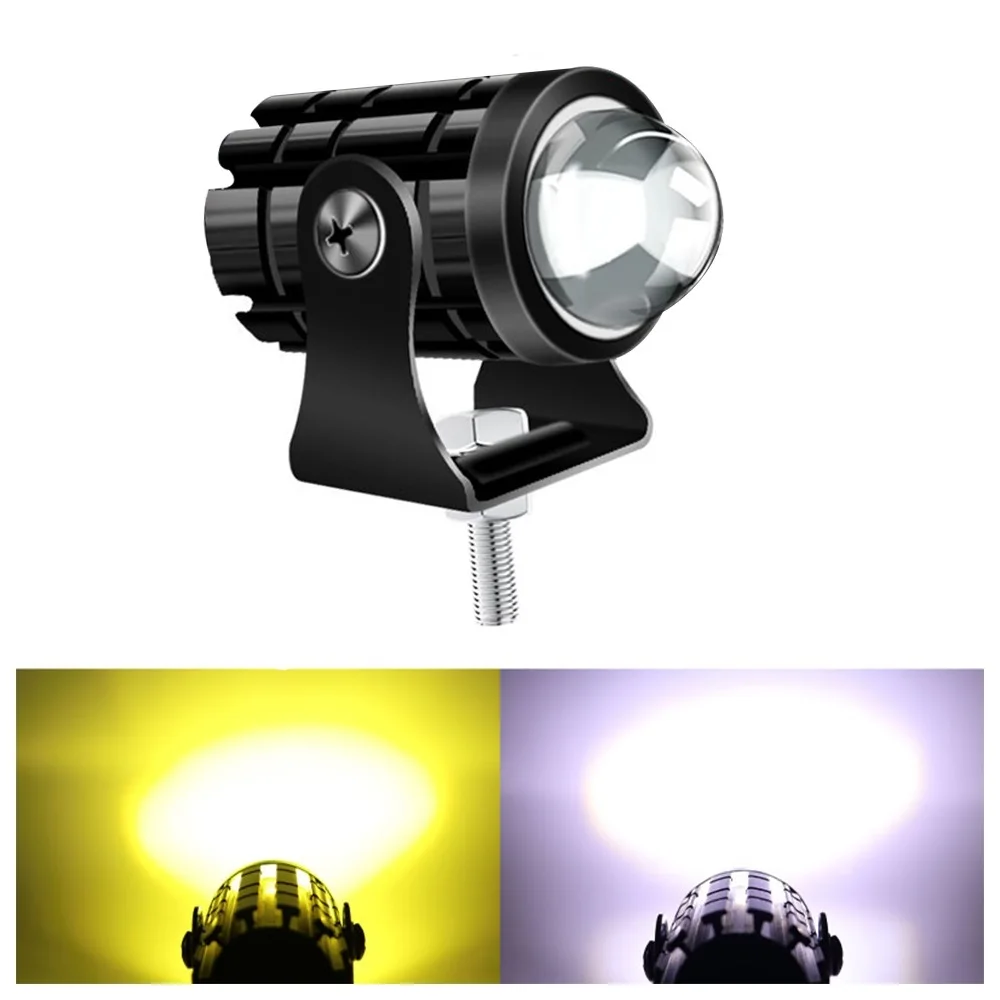 LED Motorcycle Driving Light Dual Color Spotlights Projector Lens Headlight Moto Working Fog Lamp ATV Scooter Cars Accessories
