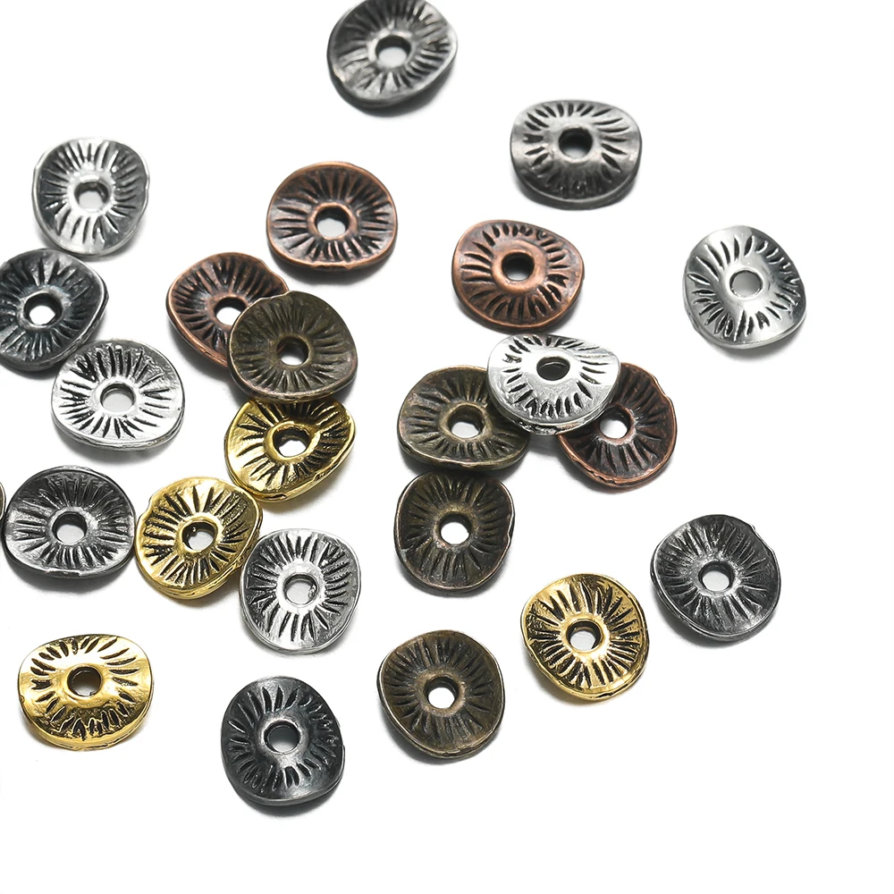 100 Stück Legierung Antik Bronze Runde Spacer Perlen Charms für Diy Perlen Armbänder Halskette Schmuck handgemachte Herstellung Zubehör – Detail 4