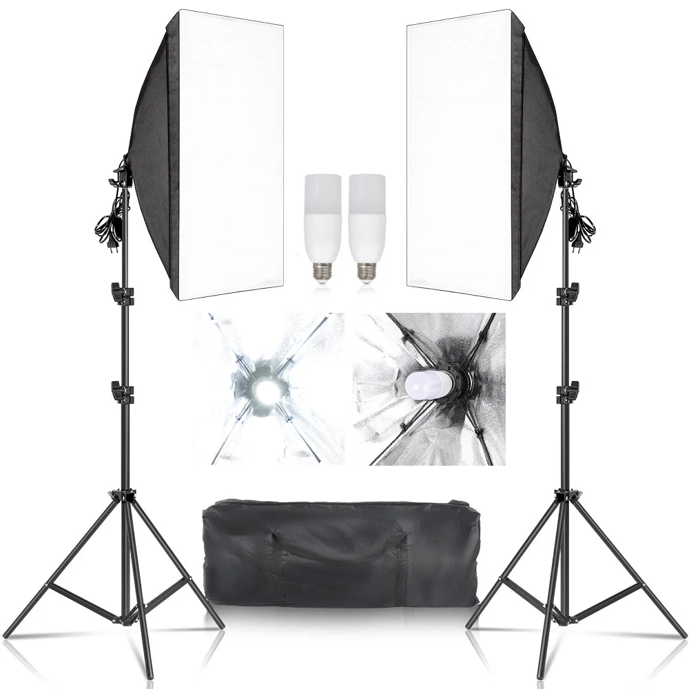 30W 40W Kit Di Illuminazione Fotografia Softbox Lampadine A Led 50X70Cm Soft Box Flash Sistema Continuo Photo Studio Light Equipment