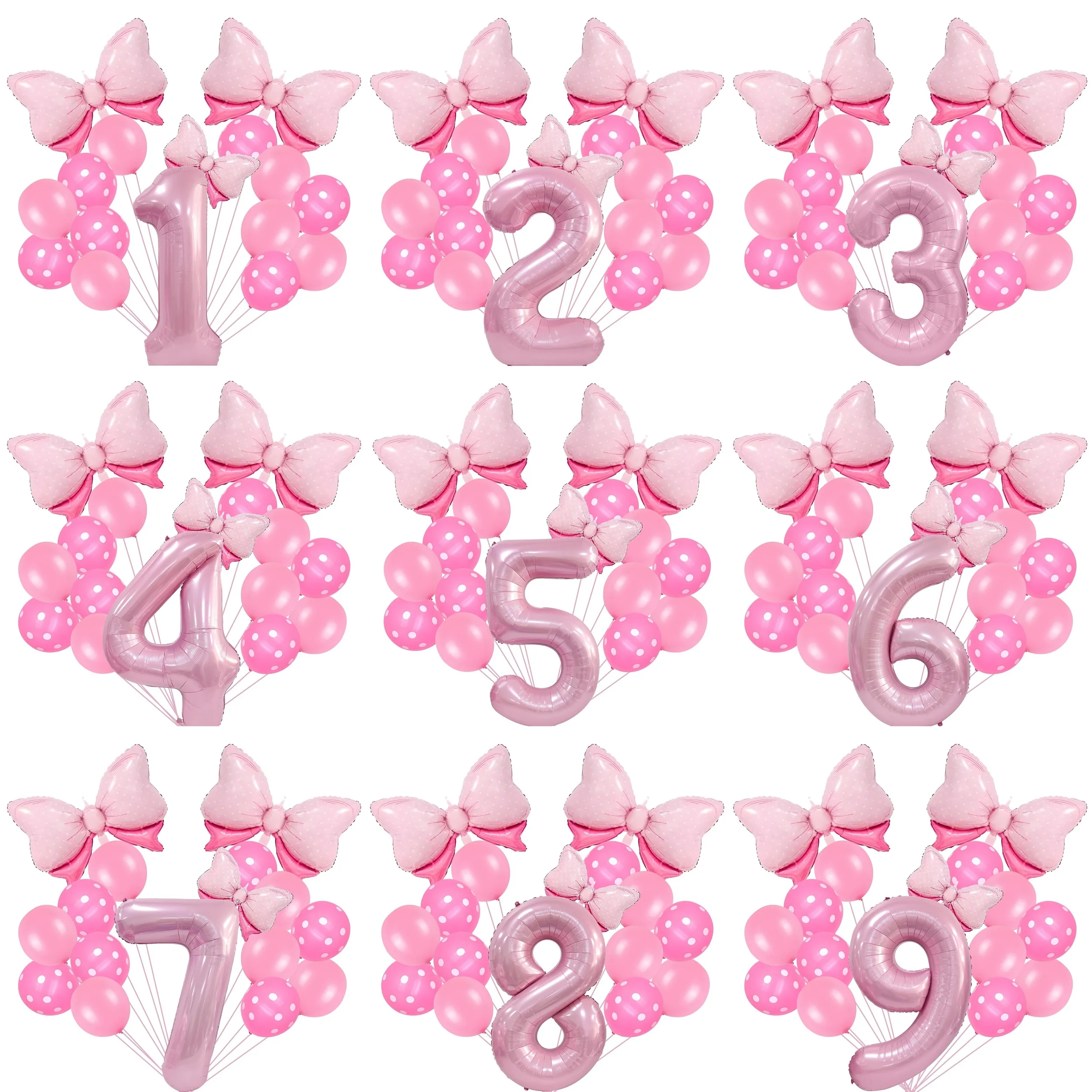 16-teiliges 40-Zoll-Folienballon-Set mit Macaron-Perlglanz, rosa Zahlen, Mini-Bogenballons für Jungen und Mädchen, Geburtstagsparty-Dekoration