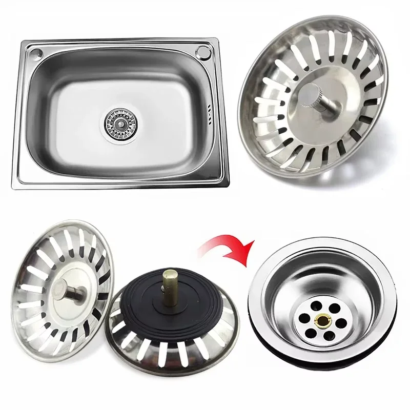 Sink Strainer Kitchen Sink Sewer Basin Drain Stopper Stainless Steel Sink Waste Plug Filter Anti-clog Floor Drain Kitchen Accessories