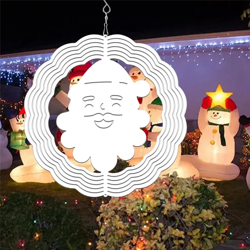 6Pack 8 Inch Sublimation Wind Spinner Blanks Father Christmas Wind Spinners Hanging Spinners For Outdoor Garden Easy To Use