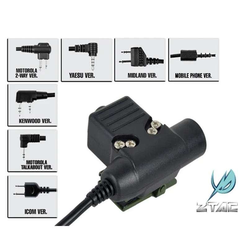 Element Z Tactical U 94 Headset PTT For Motolora Talkabout/ 2-way/Kenwood/ICOM/Yaesu/Midland Radio(z113) tactical headset tactical headset bracket tactical headset clip
