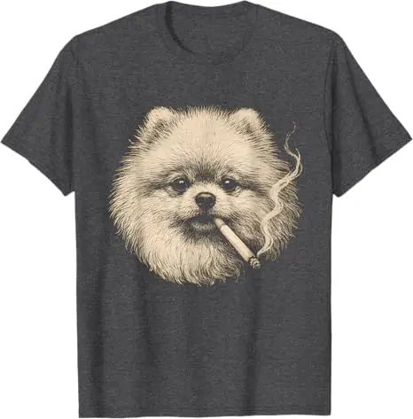 Vintage Raccoon Street Y2K Lustige Neuheiten-Geschenke Herren Damen T-Shirt Rauchender Goldendoodle Hund Ästhetische Kleidung Zigaretten Pomeranian – Detail 4