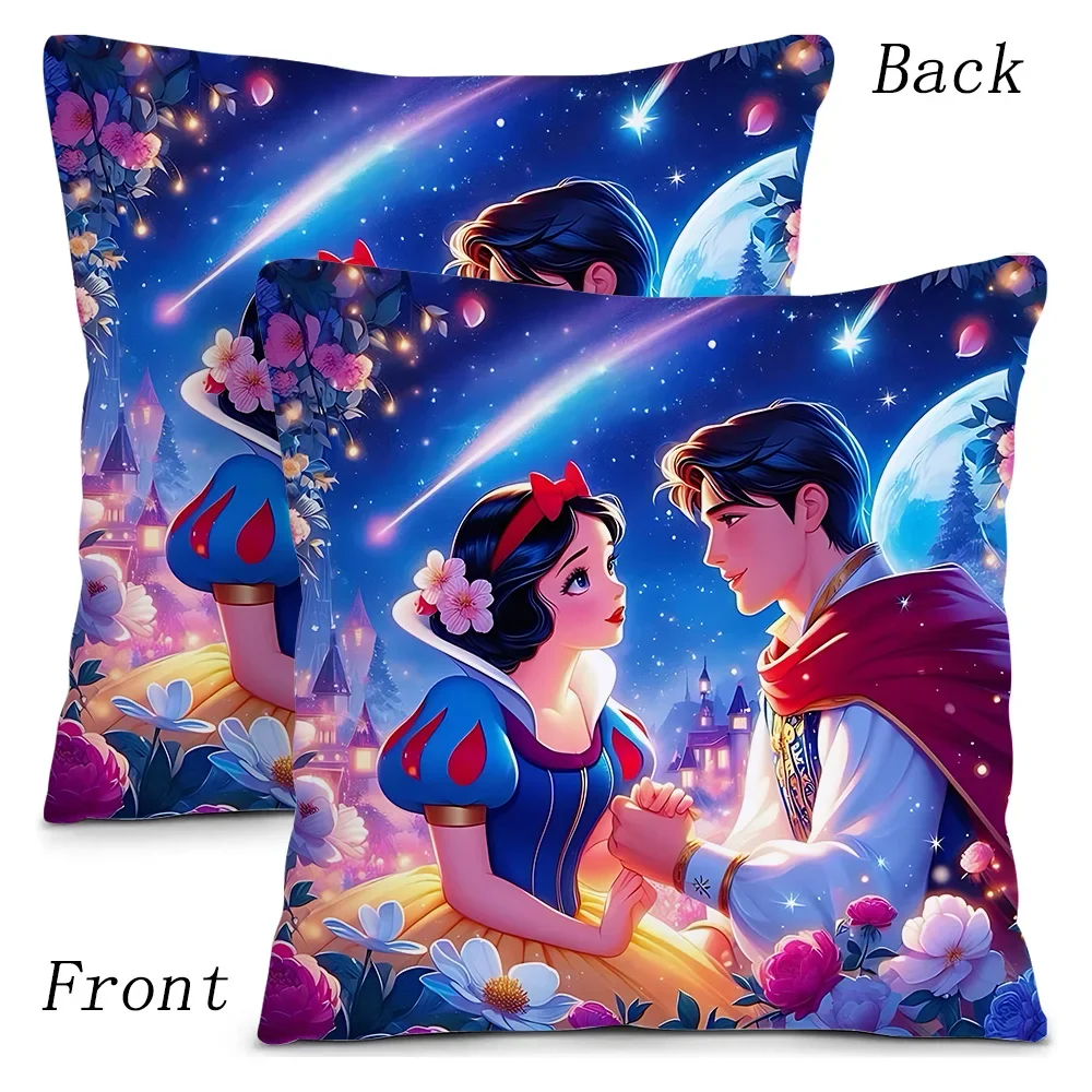 Cute Snow White Princess Disneys Pillow Covers Cartoon Sofa Decorative Home Double-sided Printing Short Plush Cute Cushion Cover
