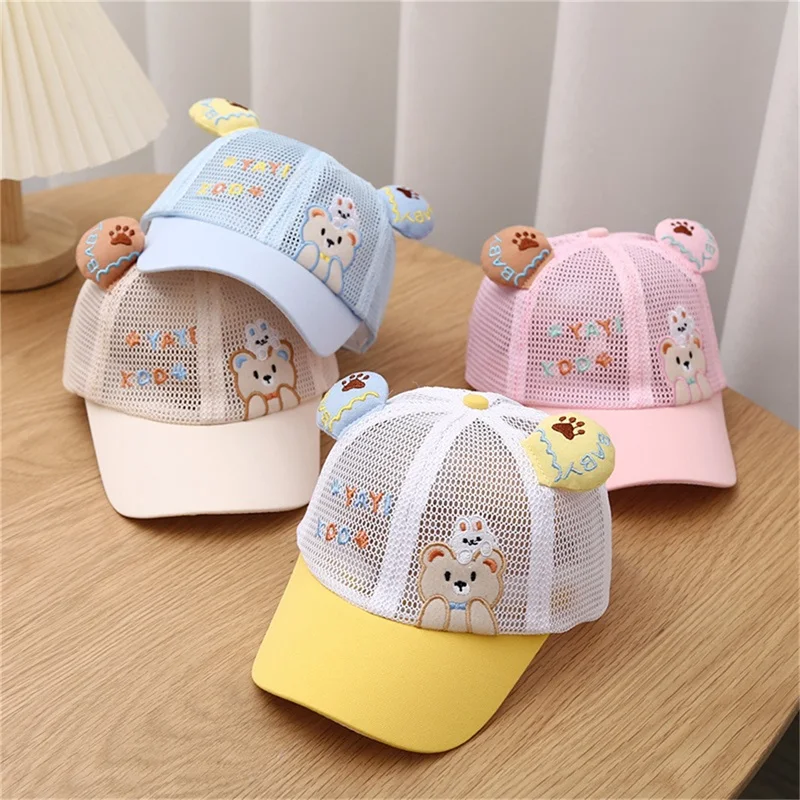 Baby Sun Hats Summer Kids Cotton Wide Brim Beach Caps Sun Protection Sunscreen Cap Cartoon Mesh Baseball Hat Infant Soft Sunhat