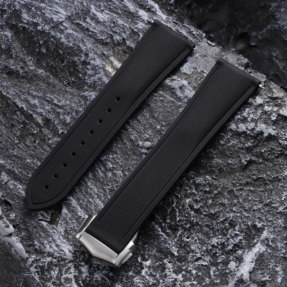 Premium FKM Rubber Woven Pattern Sports & Business Waterproof Watch Strap - High-Quality Accessory in Multiple Sizes