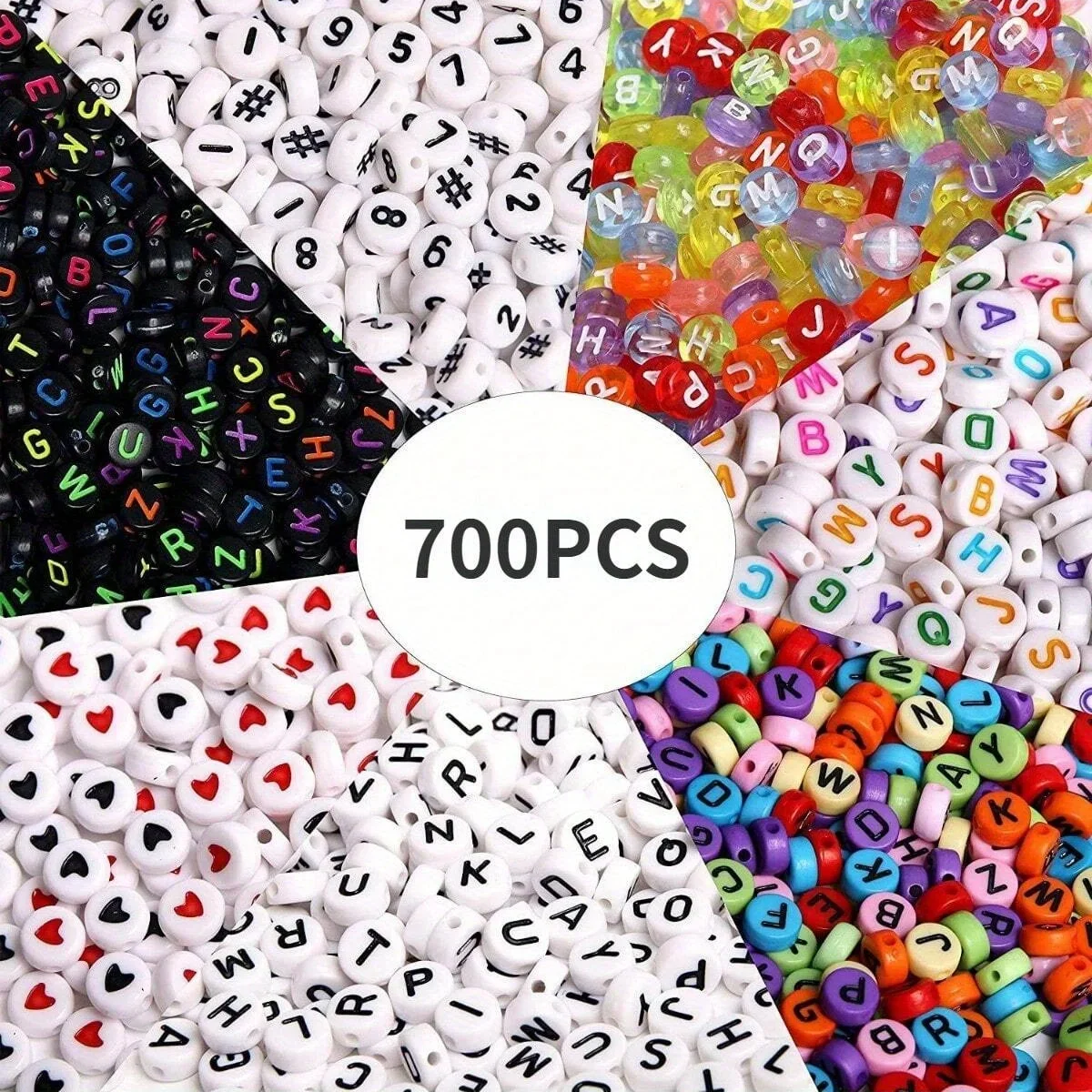 700pcs Round Letter Beads Acrylic Alphabet Number Beads for Jewelry Making DIY Necklace Bracelet