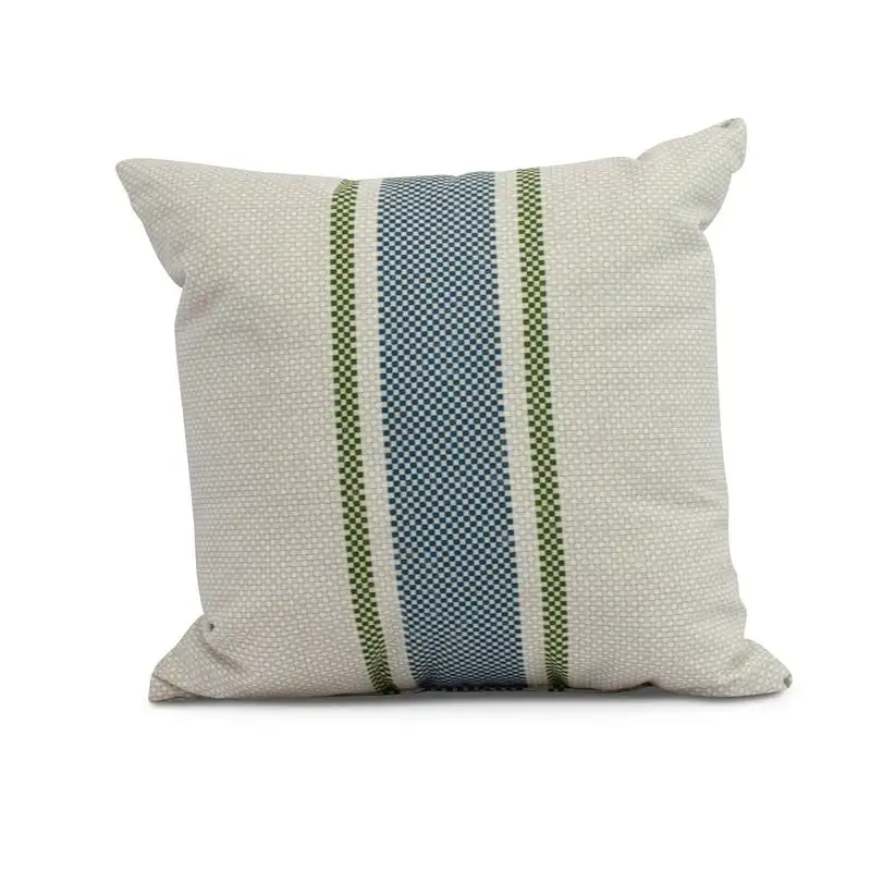 

18" x 18" Grain Sack Outdoor Pillow, Navy Blue 1