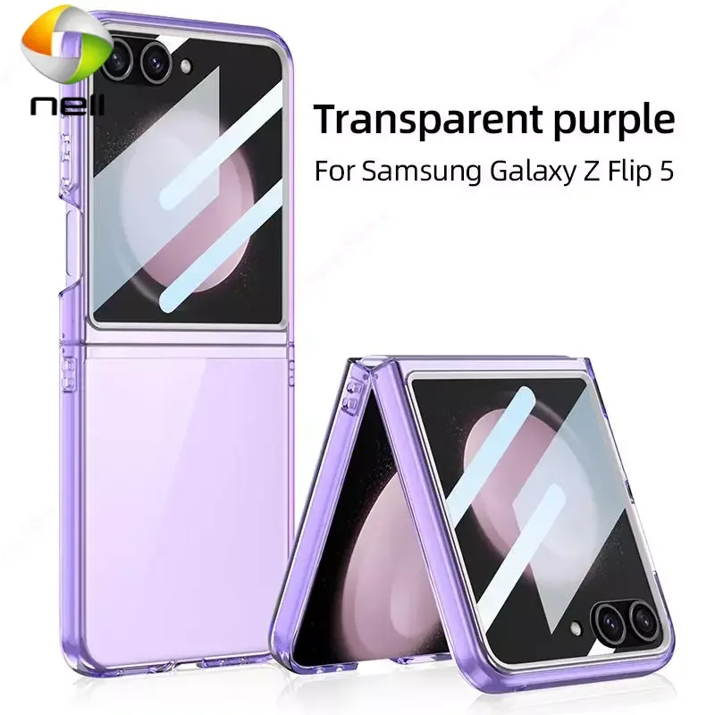 

Чехол для Samsung Galaxy Z Flip 5 Flip5, прозрачный чехол для Samsung Z Flip5, тонкий Чехол-книжка для 5, прозрачный защитный чехол для Z Flip 5