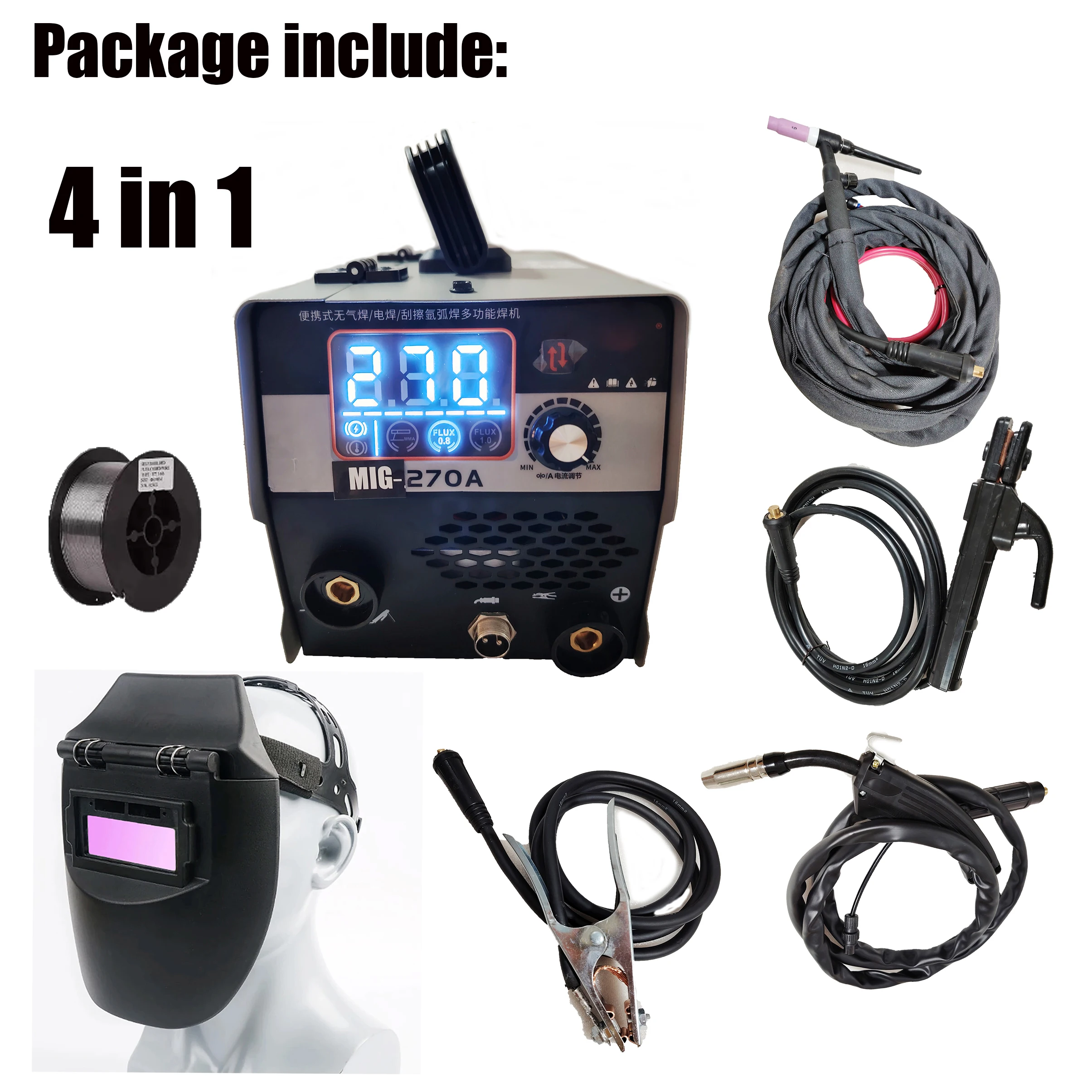 270A semi-automatic MMA TIG MIG Welder 4 IN 1 for Gasless Flux MIG Welding Machine