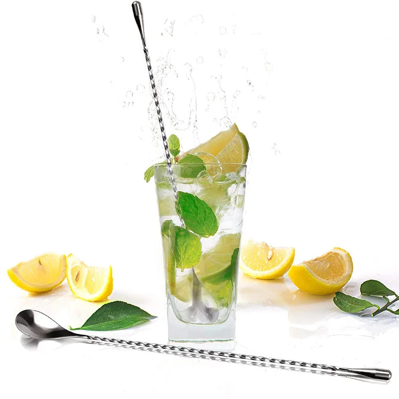 30/40/50cm Long Spiral Handle Cocktail Spoon Bartender Drink Shaker Muddler Stirrer Whisky Mixing Rod Kitchen Bar Utensils cocktail spoon