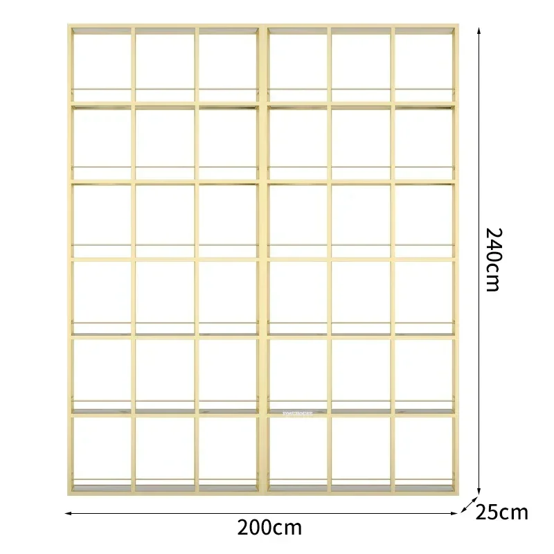 Modern Luxury Floor Showcase Golden Iron Wine Cabinet Glass Wine Display Cabinets with LED Light Bar Furniture Rack