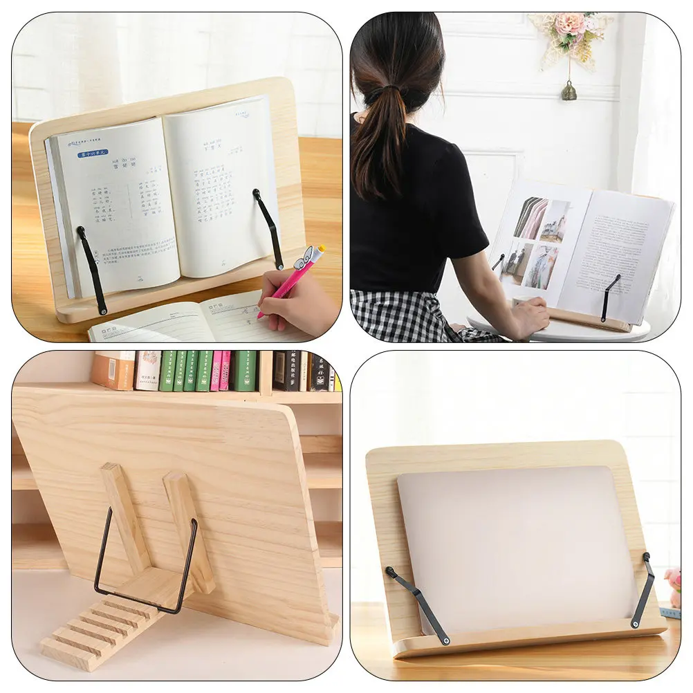 1Pcs 독서 랙 조정 가능한 데스크탑 책 스탠드 연구용 소나무 홀더 전문 독서 선반 책 받침대 랙