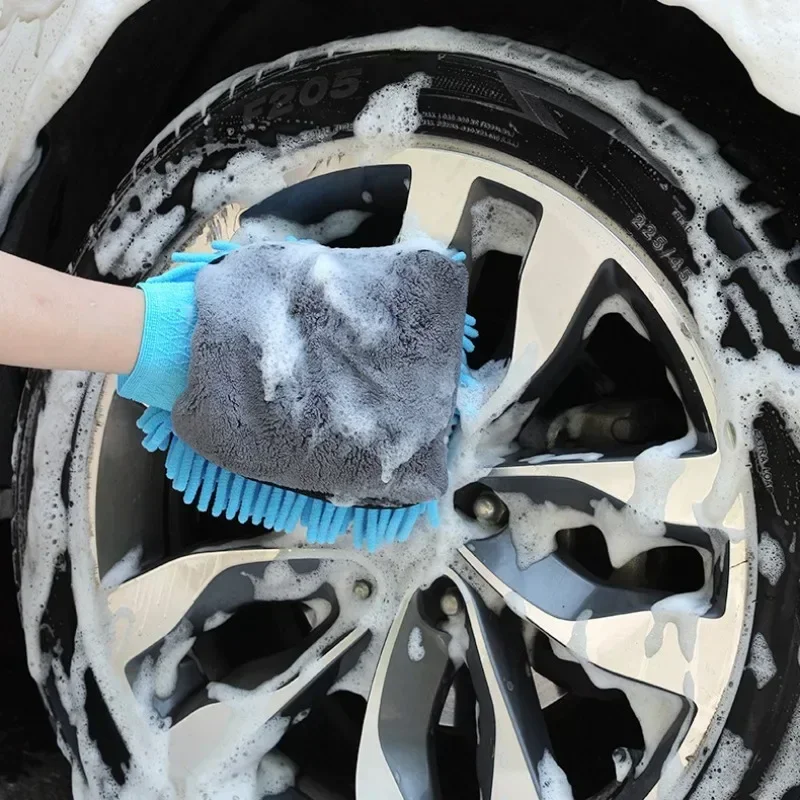 Car Washing Microfiber Glove Soft Chenille Cleaning Towel Drying Cloth Automobile Thick Wash Towel Clearner