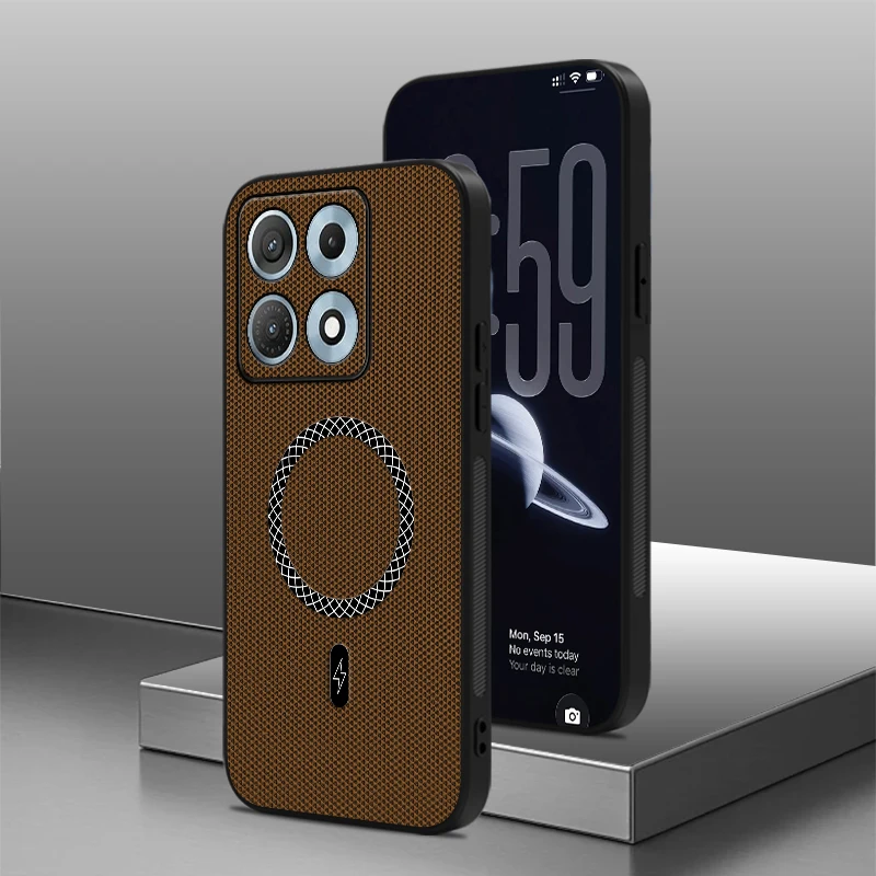 Business Triangular Texture Magnetic Shockproof Leather Anti-slip Phone Case