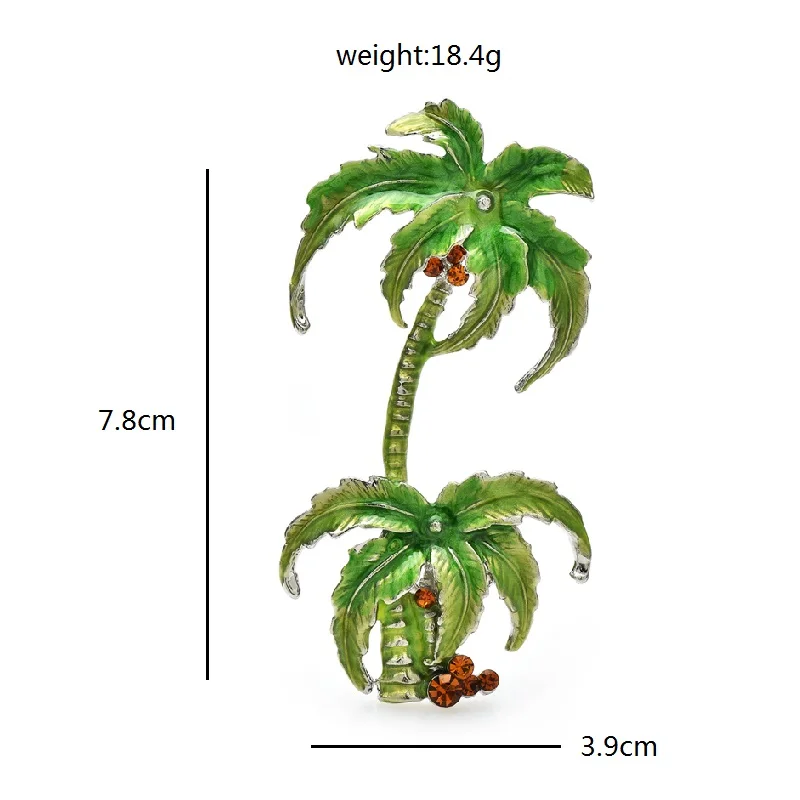 Wuli&baby Green Coconut Tree Brooches For Women Unisex Enamel Beauty Plants Party Office Brooch Pins Gifts