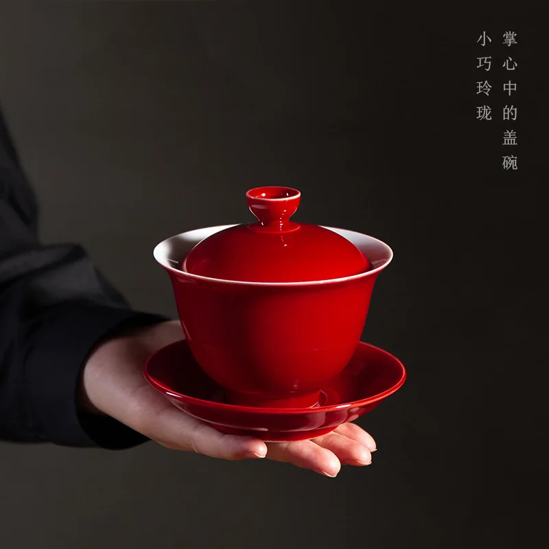 

Sancai Covered Bowl Ceramic Tea Bowl Tea Set Large Household Tea Pot Tea Cup Modified Bowl Tea Bowl Ji Hong Tea Cup Set Gaiwan