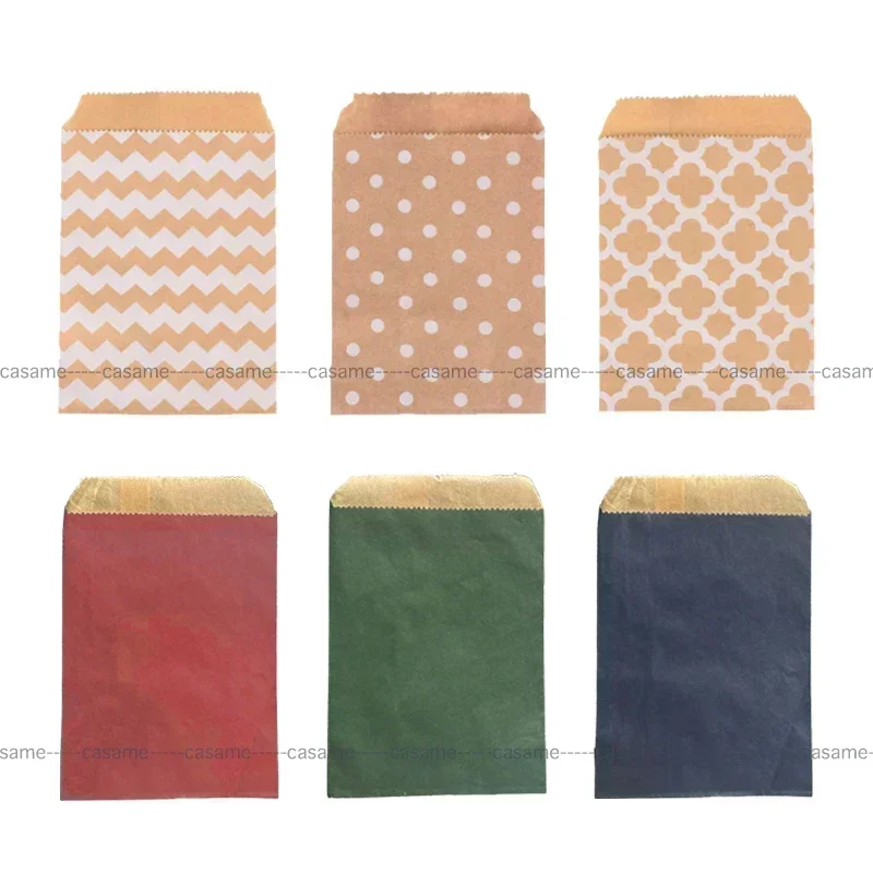 Kraft Paper Bags 50pcs 15x10cm Wave Dot for Packing Wrapping Gifting Small Business Supplies