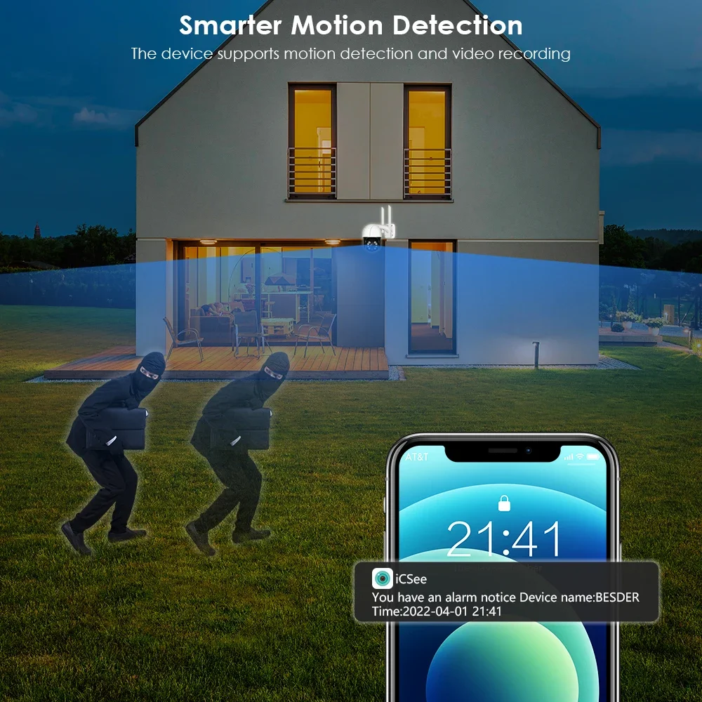 8MP PTZ WiFi IP Camera 4K AI Human Detection Color Night Vision Audio Video Sur