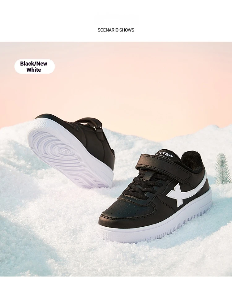 Xtep Kid's Cotton shoes Unisex Winter All-matched Waterproof Non-slip Lightweight Fashion Casual Shoes 676416379362