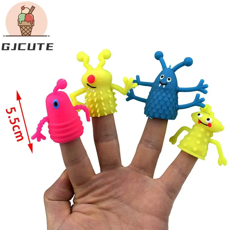 4Pcs/Set Novelty Plastic Cute Expression Hand Puppets Children Kids Finger Puppets Toy Parents Storytelling Props Christmas