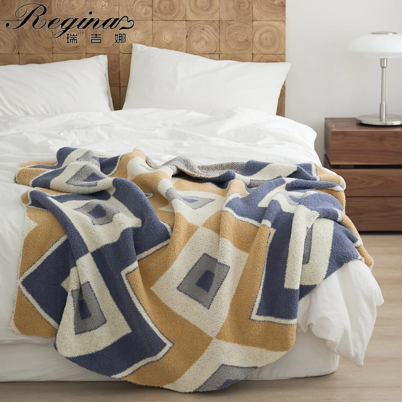 

REGINA четырехцветное контрастное одеяло в клетку, пушистое пуховое шикарное уютное современное бесконечное абстрактное вязаное одеяло из микрофибры с глазами