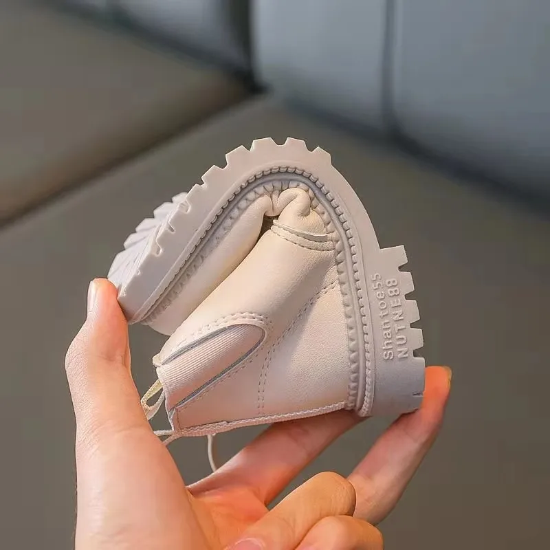 가을 겨울 플러스 벨벳 따뜻한 어린이 발목 부츠 소녀 소년 패션 가죽 부츠 부드러운 바닥 미끄럼 방지 어린이 운동화