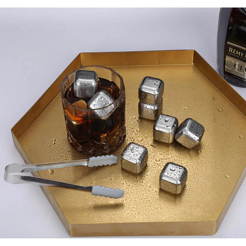 Stainless Steel Ice Cubes Set Reusable Chilling Stones for Whiskey Wine Drink Cold Chilling Metal Stone Rock Party Bar Tool Gift