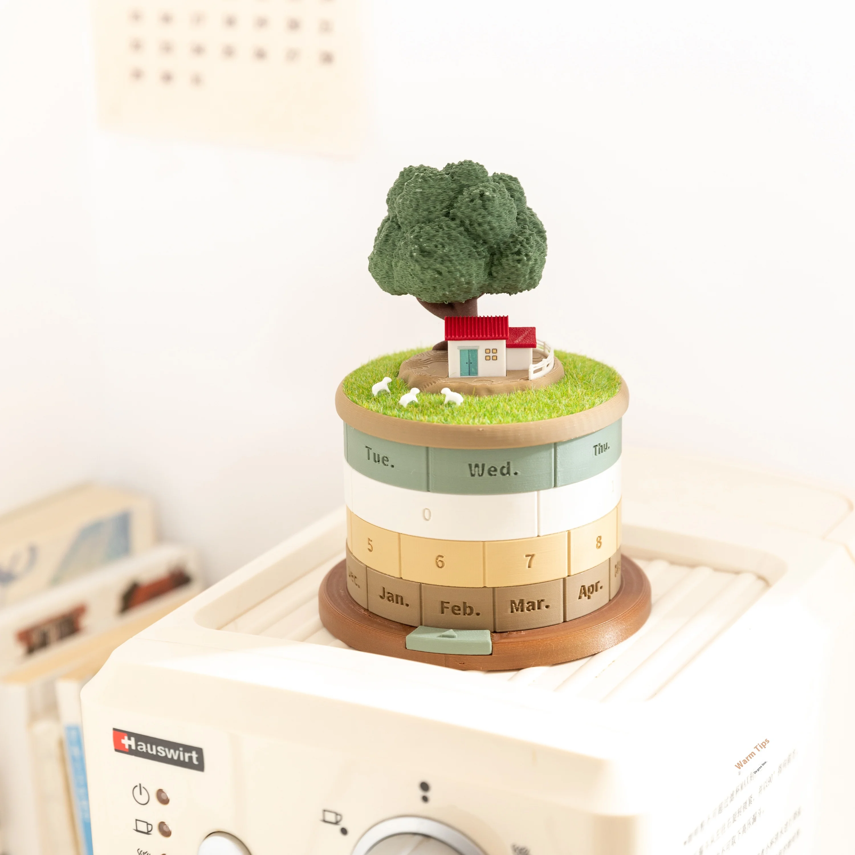 Cute Mini Perpetual Calendar-Diy Desktop Landscape With Movable Dates-Kawaii Gift For Girls Exam Countdown Ready Zen Desk