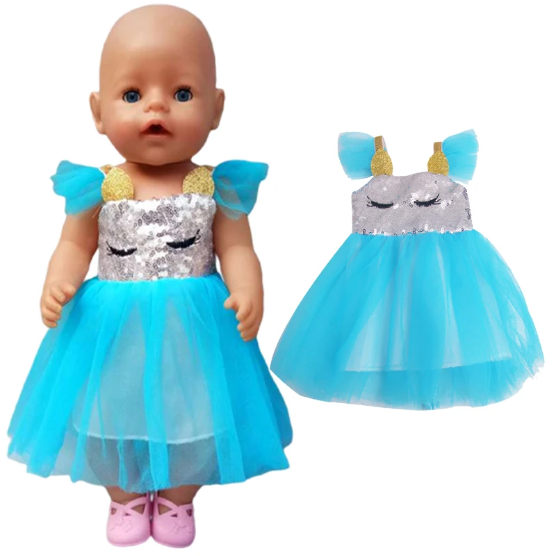 

Doll dress fit for 43cm new born baby doll 18 inch doll clothes lace dress