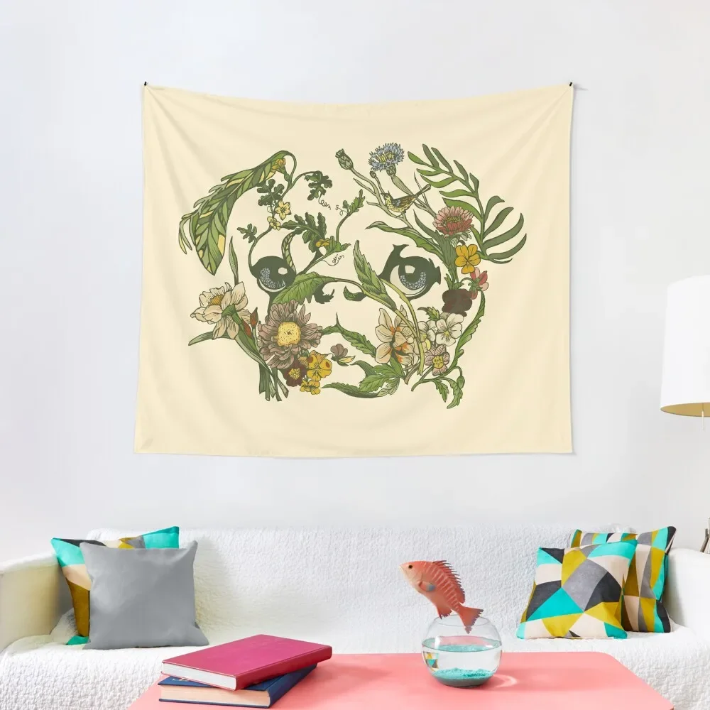 

Botanical Pug Tapestry Decorative Wall Room Aesthetic Tapestry