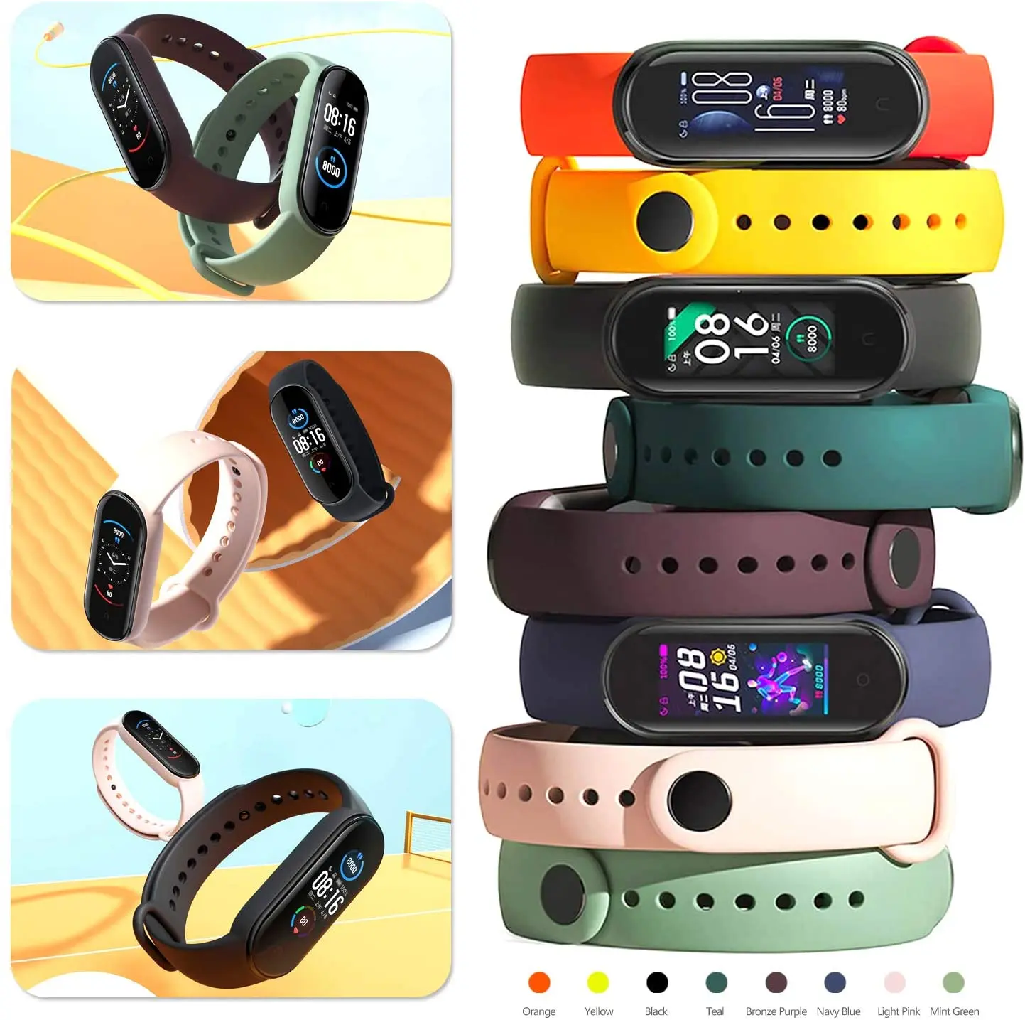 Correa de silicona para xiaomi Mi band 7, repuesto de pulsera deportiva para modelos 3, 5, 6 y 4