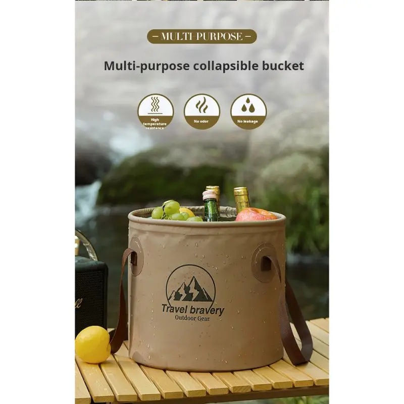 Description Picture 6 of item20/10L Outdoor Camping Hiking Traveling Water Bucket Bags BBQ Picnic Folding Water Bucket Car Foldable HandleBags