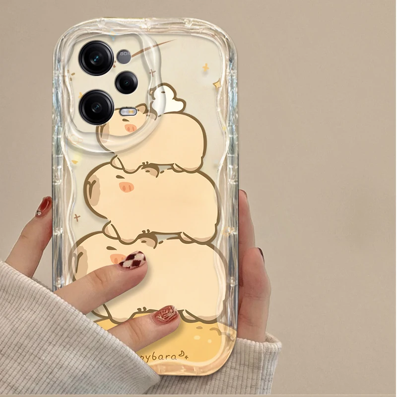 Coque de protection 3D en forme de vague de Capybara mignon de dessin animé pour Xiaomi Redmi Note 13 12 Pro Plus 4G 5G 12S 11S 1110 10S 9 9S Redmi 14C 13C 12C A3_voghion.com