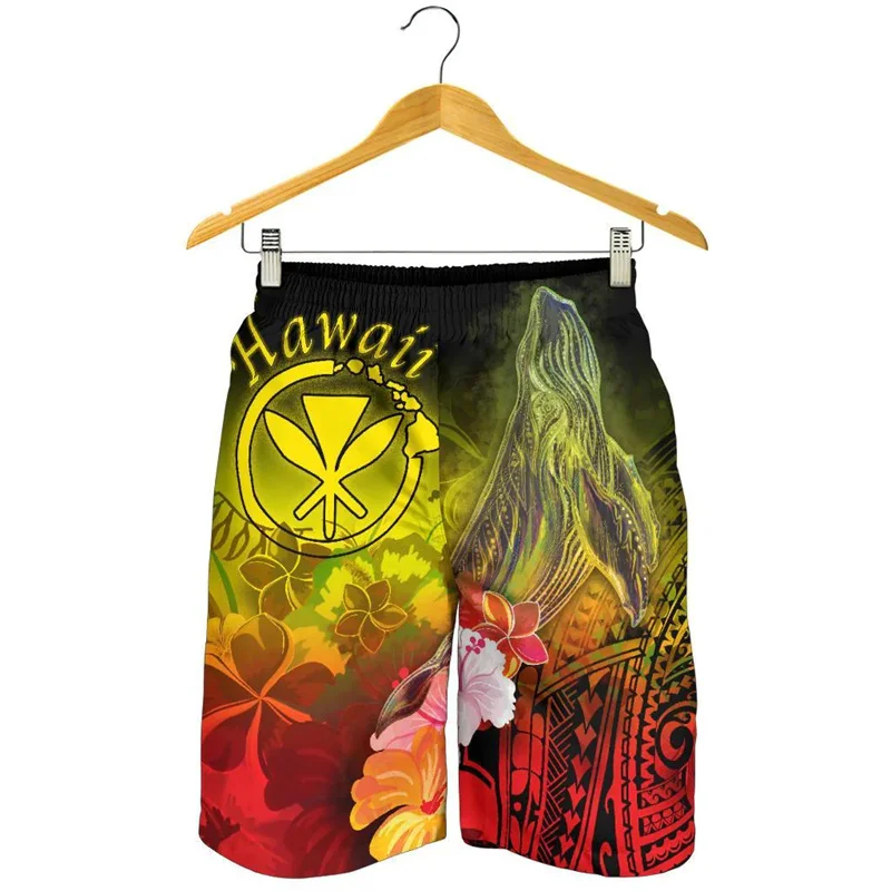 

Гавайский Kanaka мужские шорты с горбом, Кит, пляжные шорты с Тропическими Цветами, плавки, шорты для спортзала, ледяные шорты, шорты для мальчиков