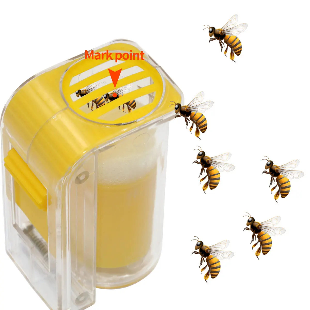 1Pcs Bee Queen Marking Catcher Plastic One Handed Marker Bottle Plunger Plush Beekeeper Tool Garden Beekeeper Queen Bee Catcher