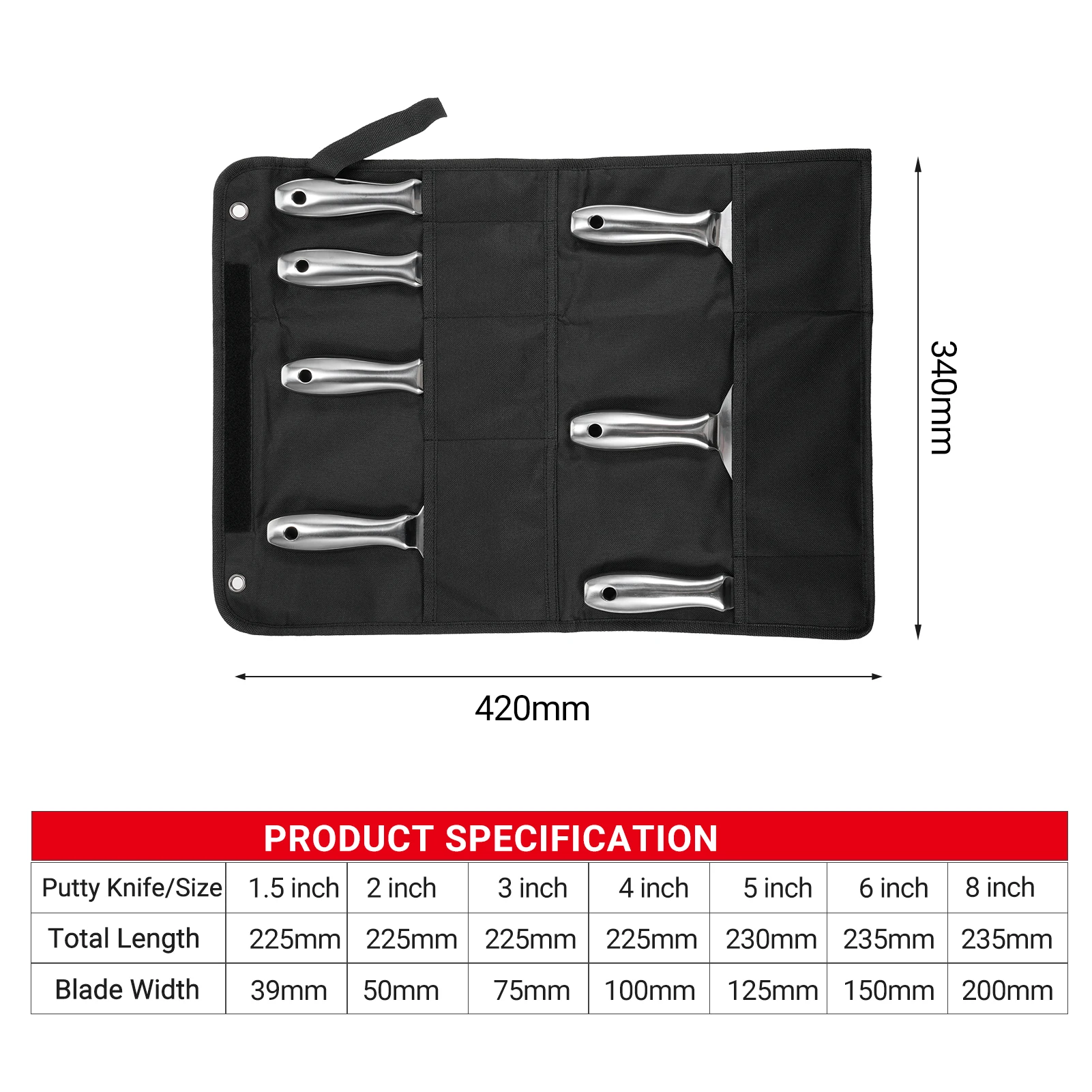 PENGGONG Putty Knife Set 1.5/2/3/4/5/6/8 inch Scraper Spackle Knife Paint Scrape
