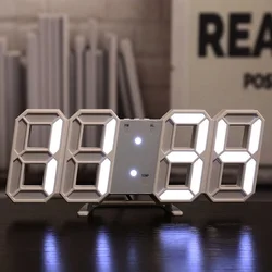 Colorful 3D LED Digital Clock with 12/24H Time Display (White)