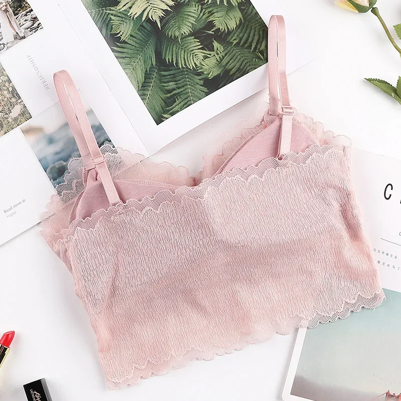 Women Lace Bra Top Padded Wireless Lace Bralette Female Removable Pads Bras Summer Crop Top Sexy Lingerie_voghion.com