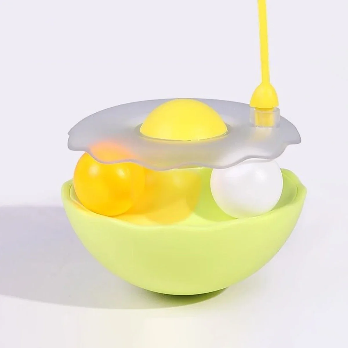 Interactive cat rolling toy ABS base with feather rolling ball anti tipping design for cat play toy